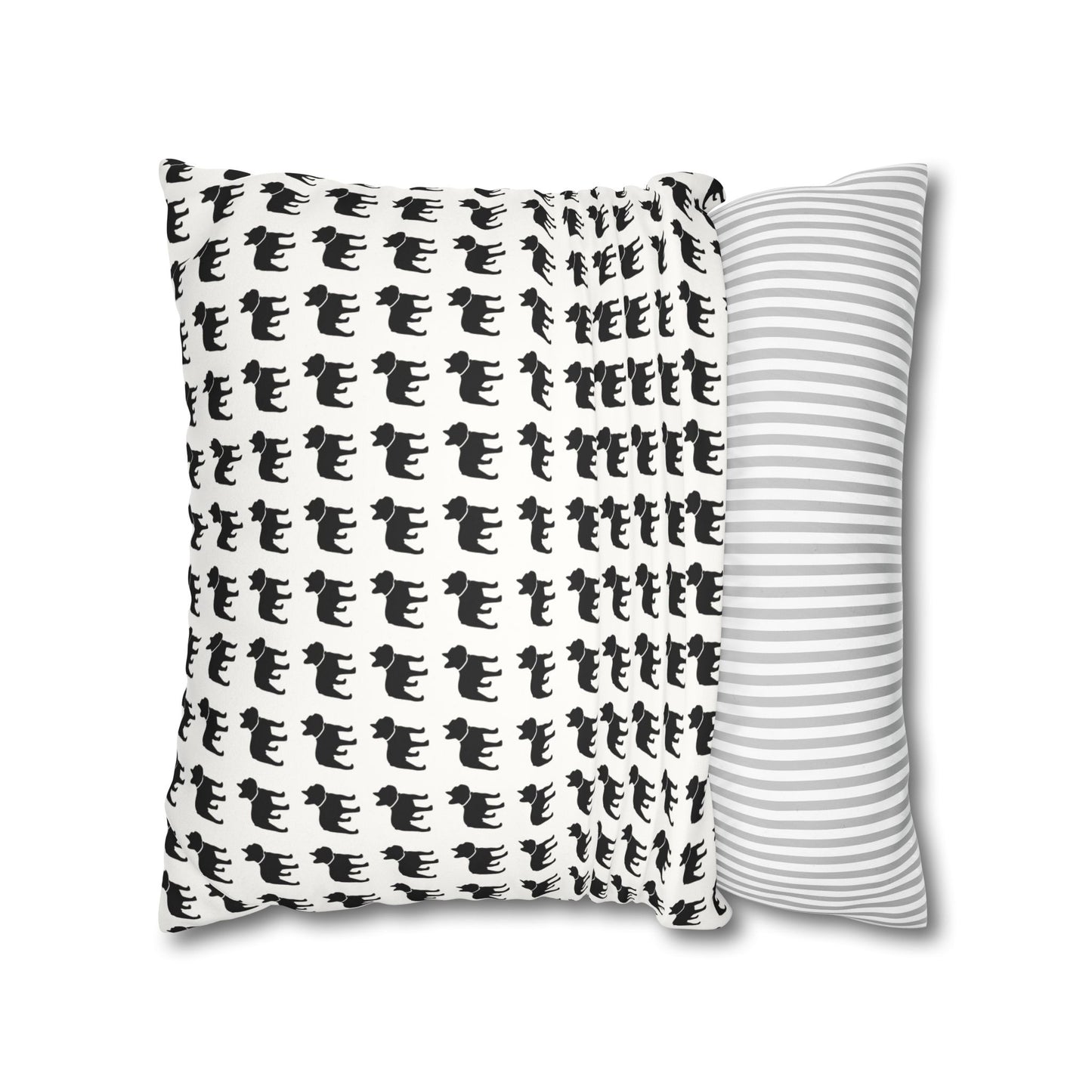 Faux suede French Bulldog pillow cover in 20x20 black and white