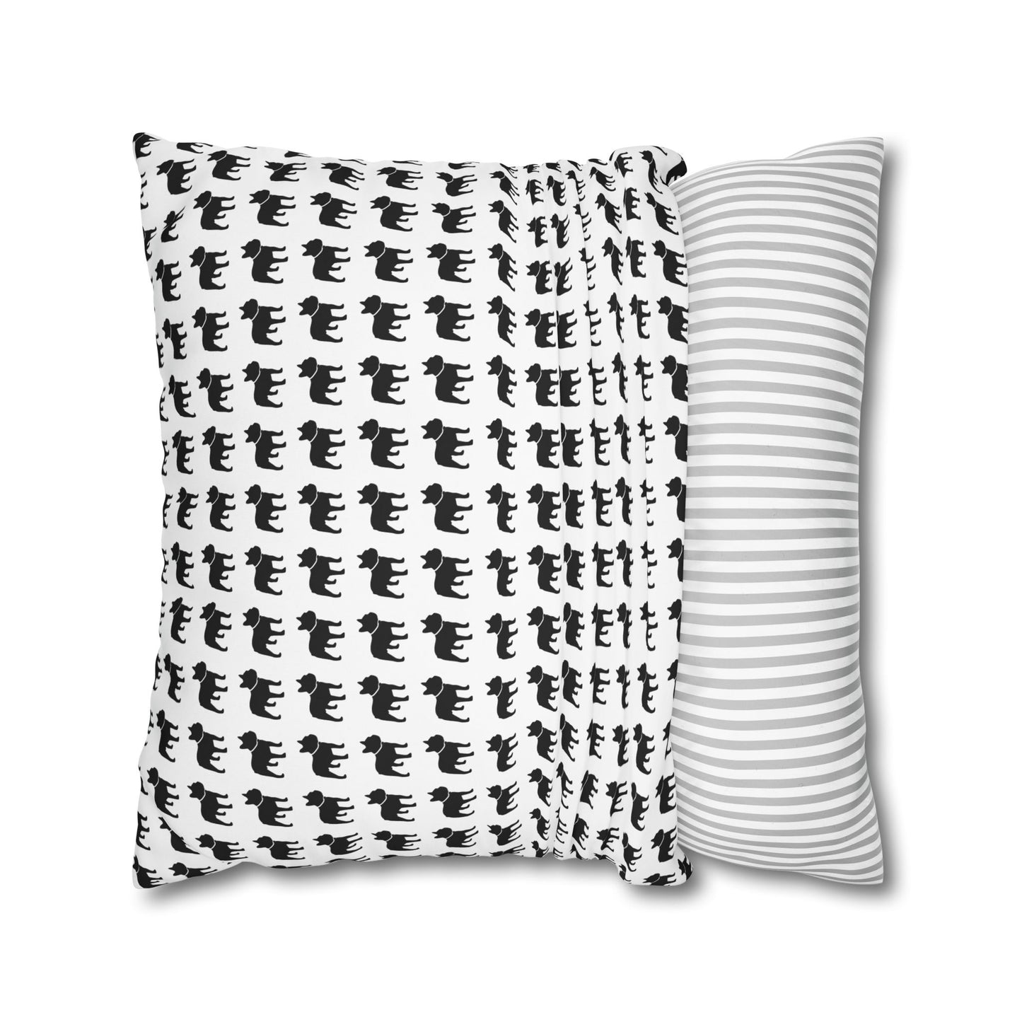 Canvas Frenchie pillow cover side view in multiple sizes